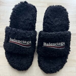 Authentic Balenciaga fur heel sandals
